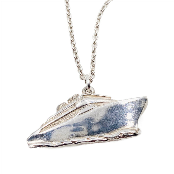 Deco Sterling Silver Steamship Necklace