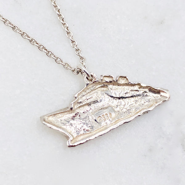 Deco Sterling Silver Steamship Necklace