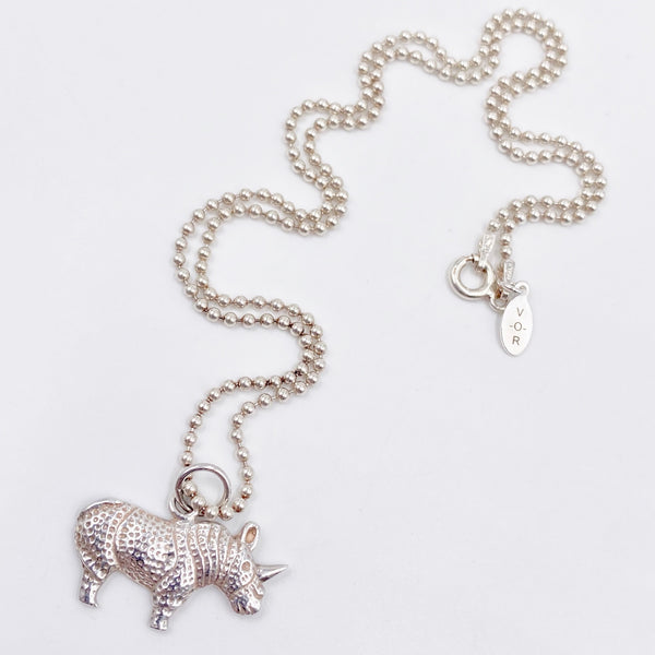 sterling silver rhino vintage necklace