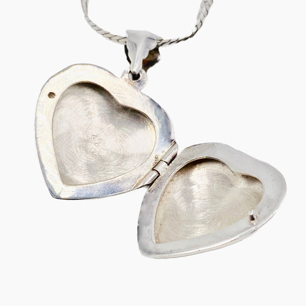 Shimmering Sterling Silver Heart Locket Necklace