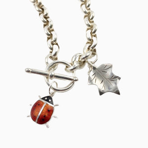 Ladybug Sterling Silver Toggle Necklace