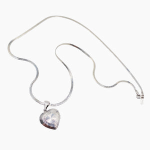 Shimmering Sterling Silver Heart Locket Necklace