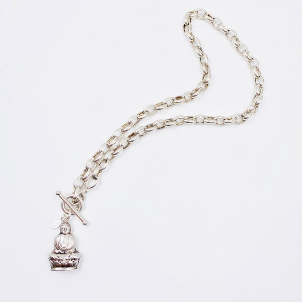 buddha toggle silver necklace