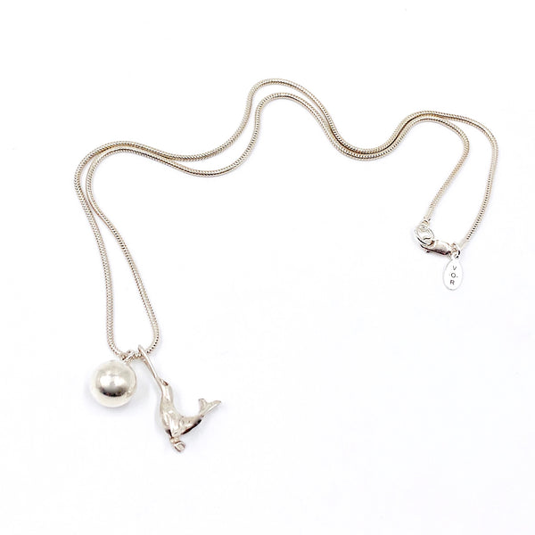 Seal with Ball Sterling Silver Necklace