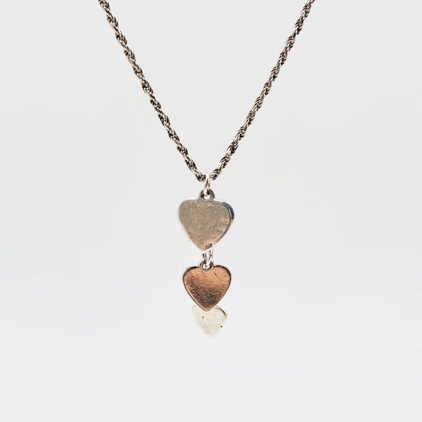 Three Heart Silver Necklace 