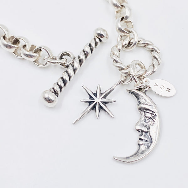 Night Magic Moon and Star Toggle Necklace