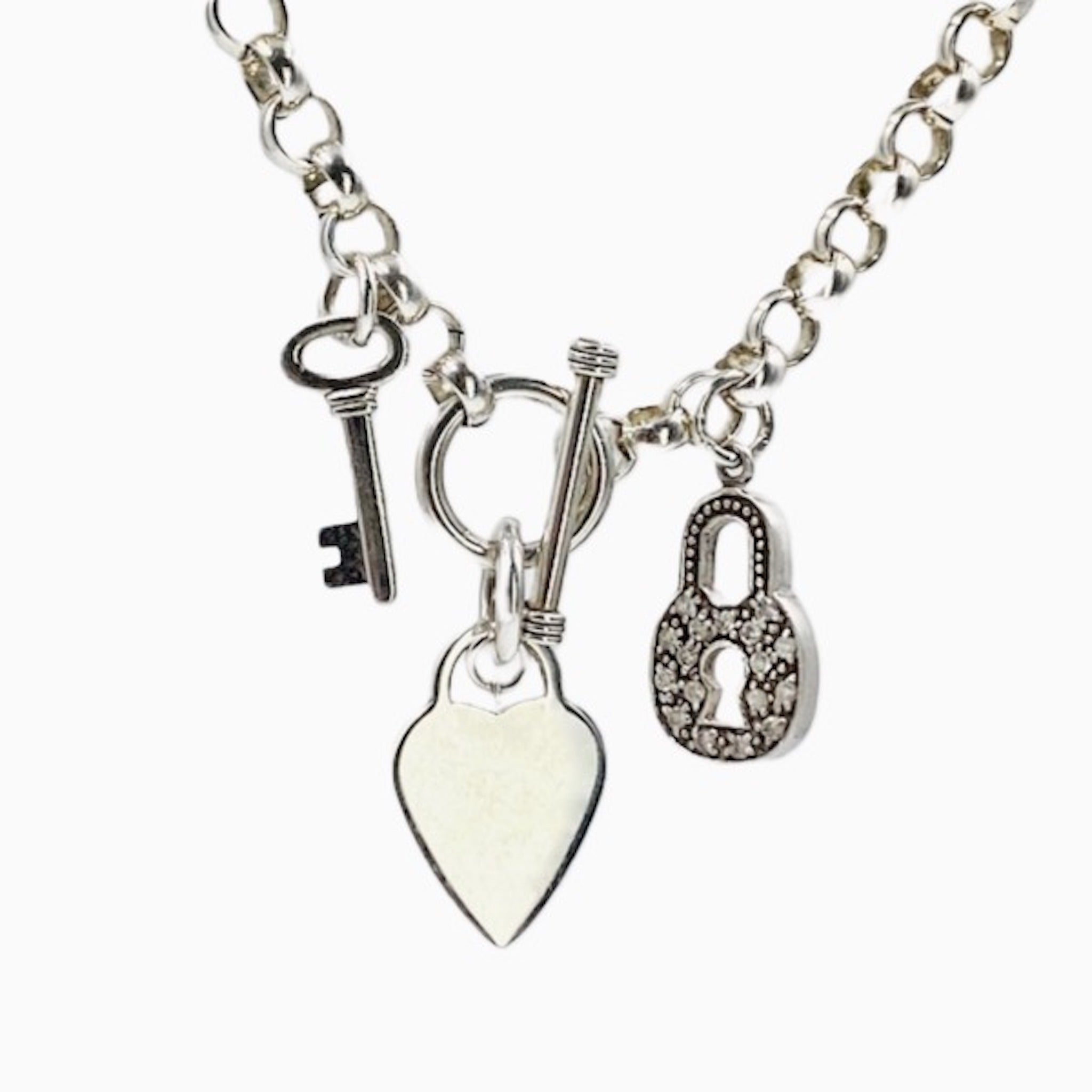 Sterling Silver and 14k Gold Heart & Cross Lock & Key Necklace - Clothed  with Truth