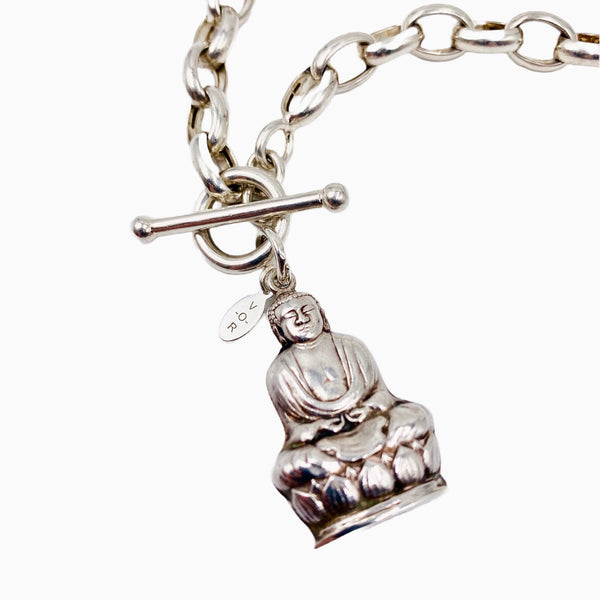 silver buddha toggle necklace