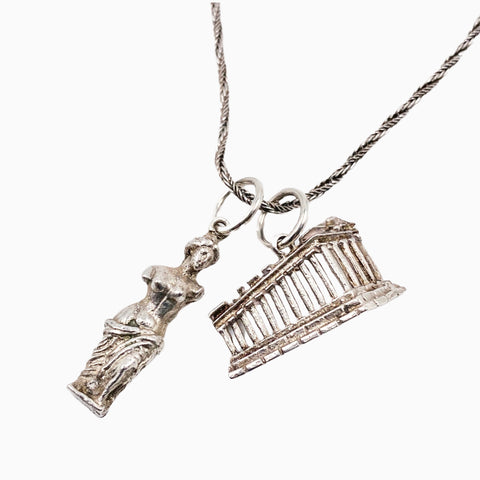 Venus de Milo and Parthenon Silver Necklace