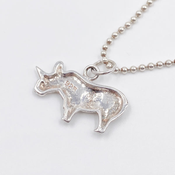 sterling silver rhino vintage necklace