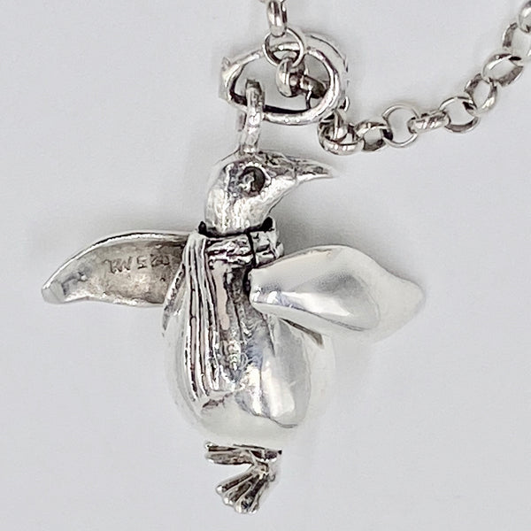 Vintage O Rama Articulated Penguin Sterling Silver Necklace